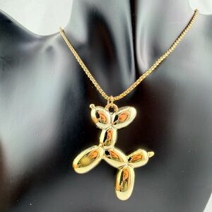 Gold Balloon Dog Pendant Necklace